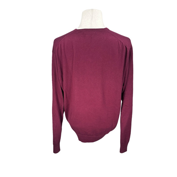 Peter Millar Sweater Men’s XL Burgundy Silk Cashmere Cotton Blend V-Neck Knit - Picture 5 of 9